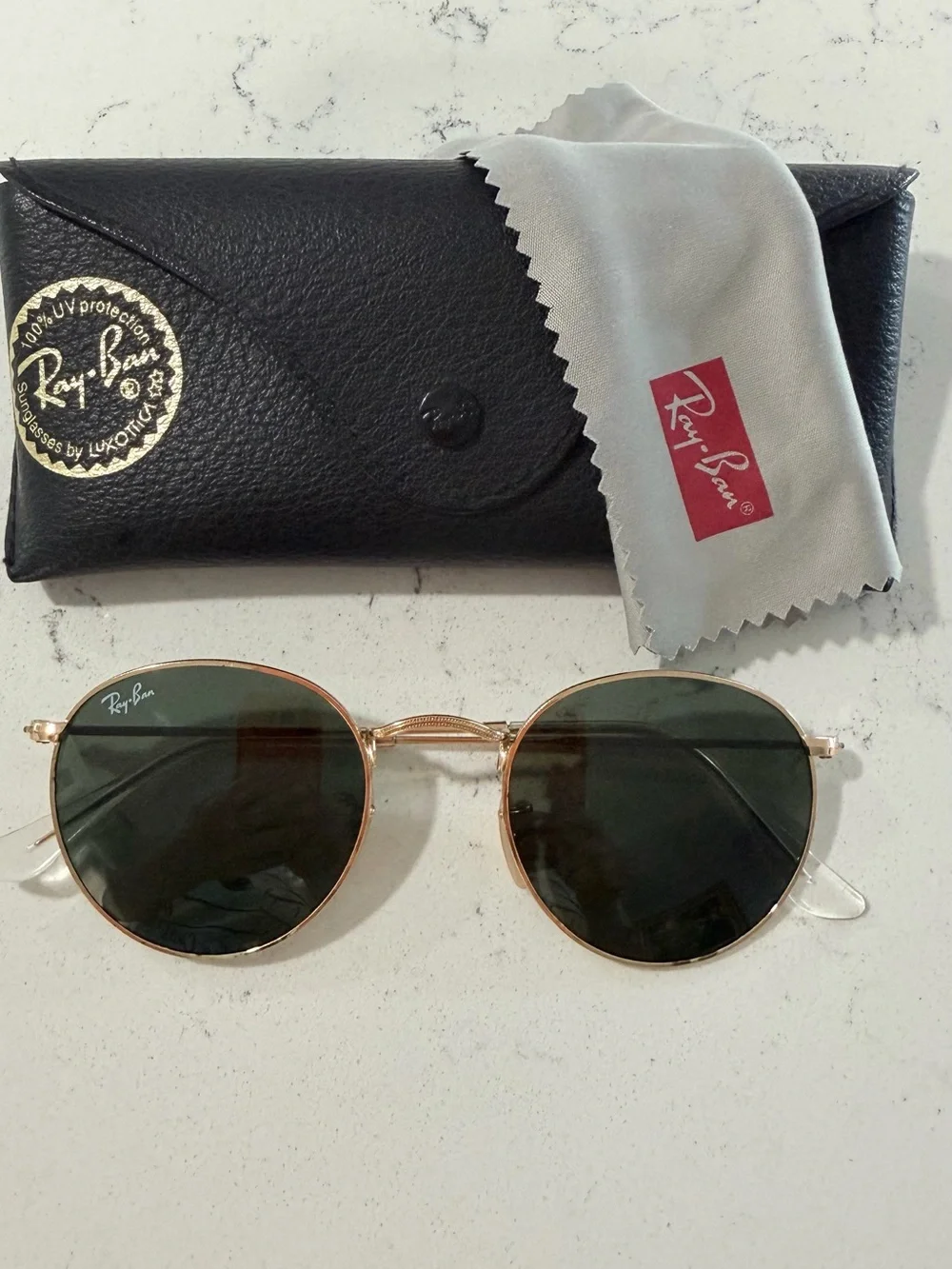 Ray-Ban Round Metal Sunglasses - Gold Frame, Dark Green Lenses